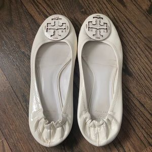 Tory Burch white patent flats